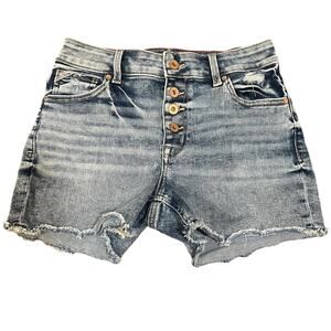 Maurices Edgely Stretchy High-Rise Button Fly Distressed Jean Shorts Sz 2